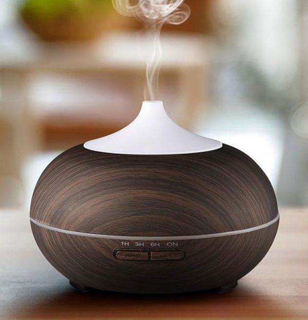 Diffuseur Arôme 500 ml Wood Grain – LED 7 Couleurs, Télécommande & Minuterie