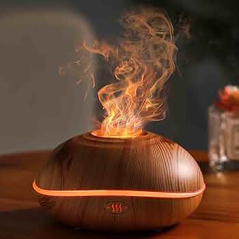 Diffuseur Effet Flamme 7 Couleurs — Grain de Bois, Humidificateur
