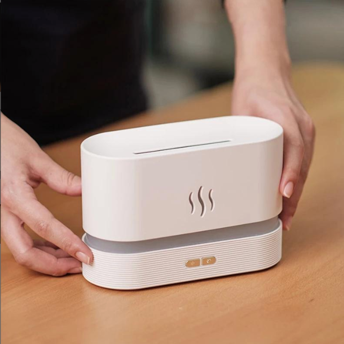 Humidificateur d’air & Diffuseur d’arômes – Simulation flamme LED colorée