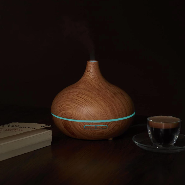 Diffuseur Arôme 500 ml Wood Grain – LED 7 Couleurs, Télécommande & Minuterie