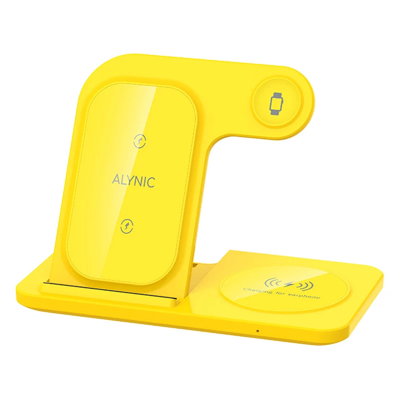 Station de Charge 3-en-1 Jaune Solaire | Édition Pastel