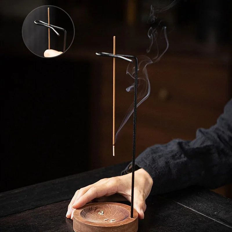 Brûleur d’encens créatif en bois avec plateau