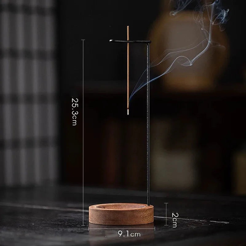 Brûleur d’encens créatif en bois avec plateau