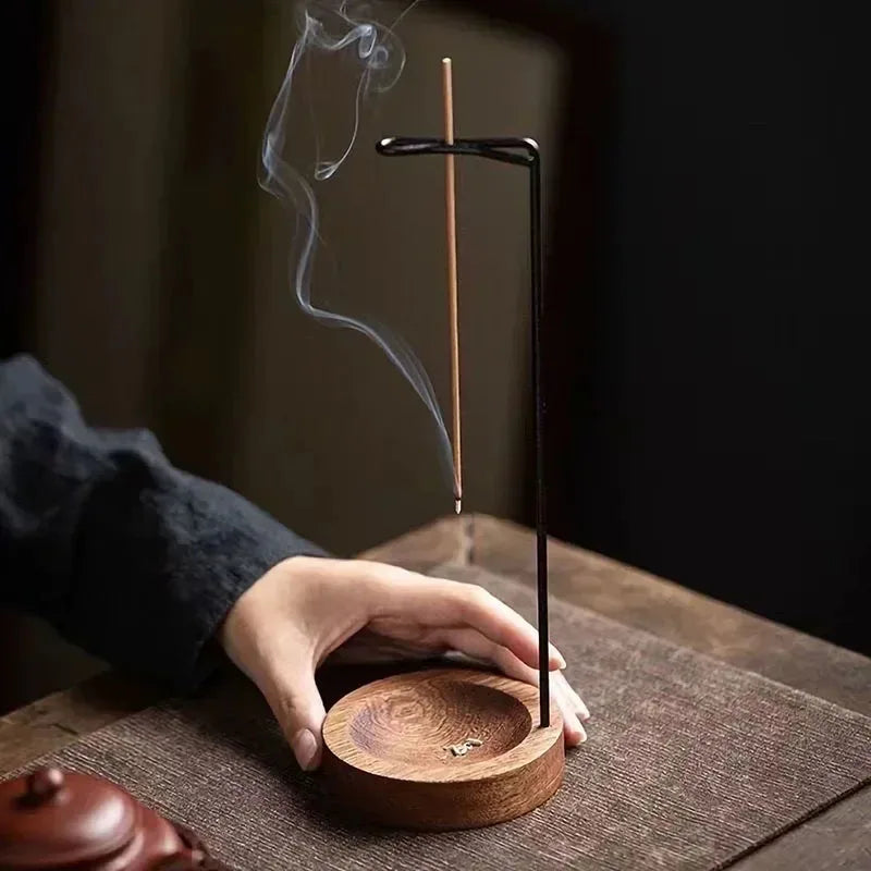 Brûleur d’encens créatif en bois avec plateau