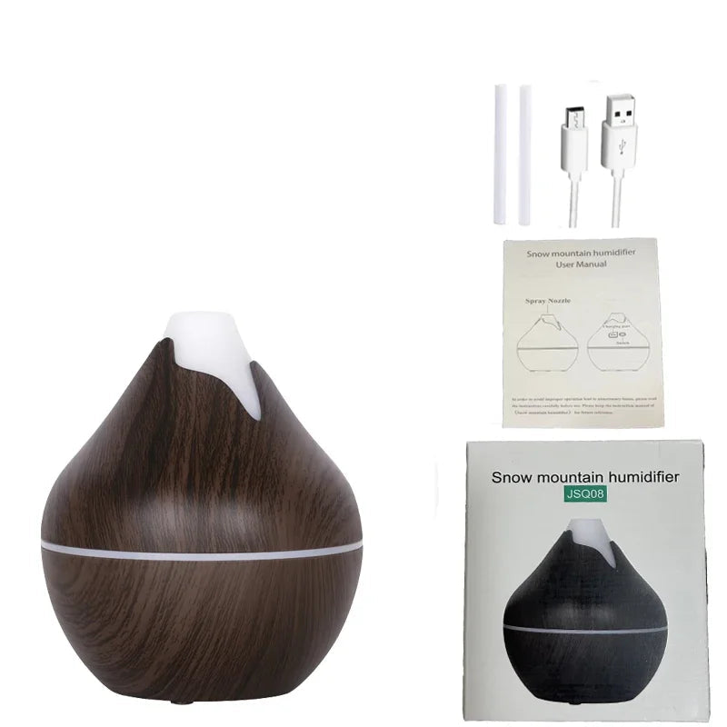 Diffuseur 200 ml en Bois – Humidificateur & Aromathérapie LED USB