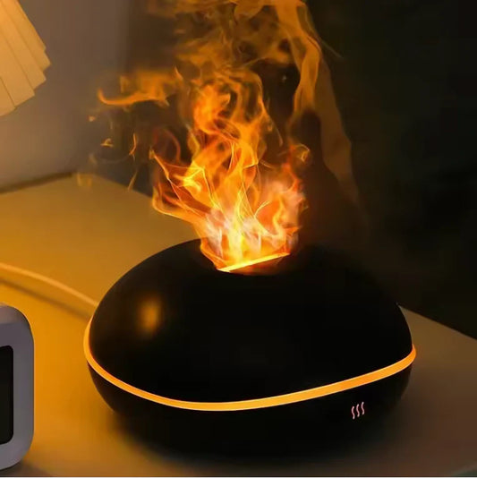 Diffuseur Effet Flamme 7 Couleurs — Grain de Bois, Humidificateur