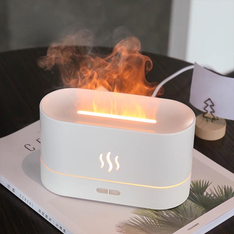 Humidificateur d’air & Diffuseur d’arômes – Simulation flamme LED colorée